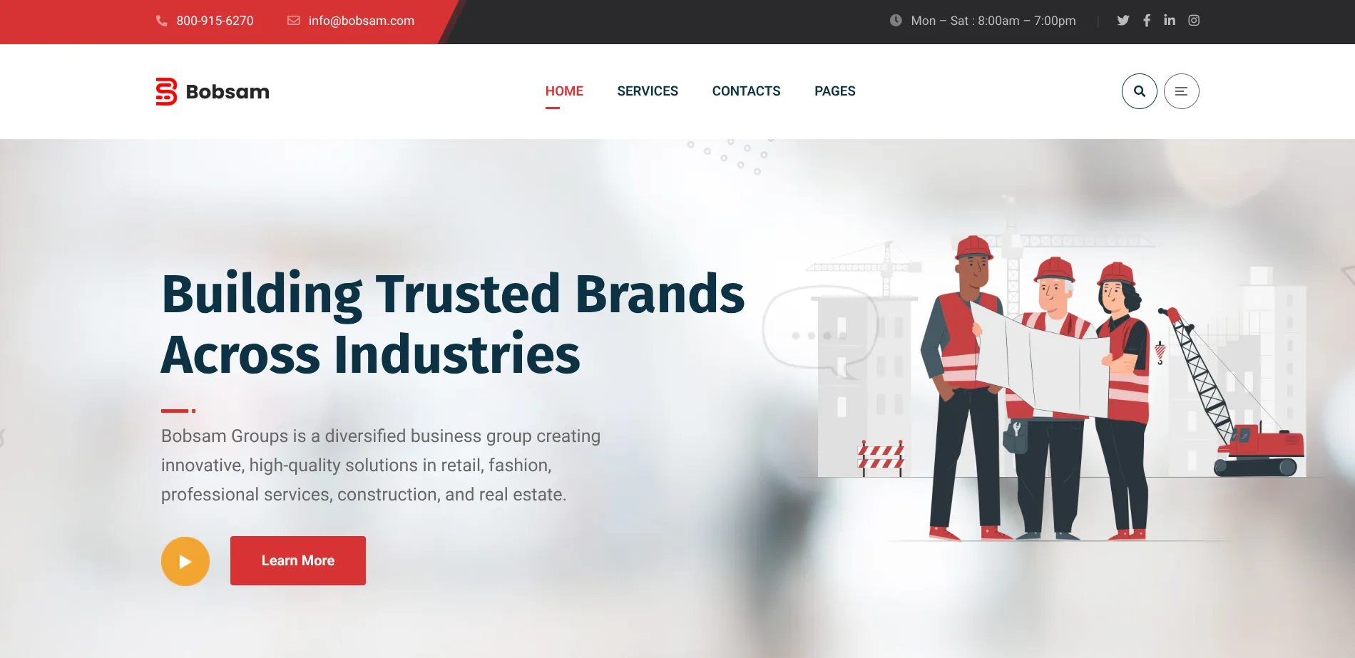 Homepage of the Bobsam Groups corporate website