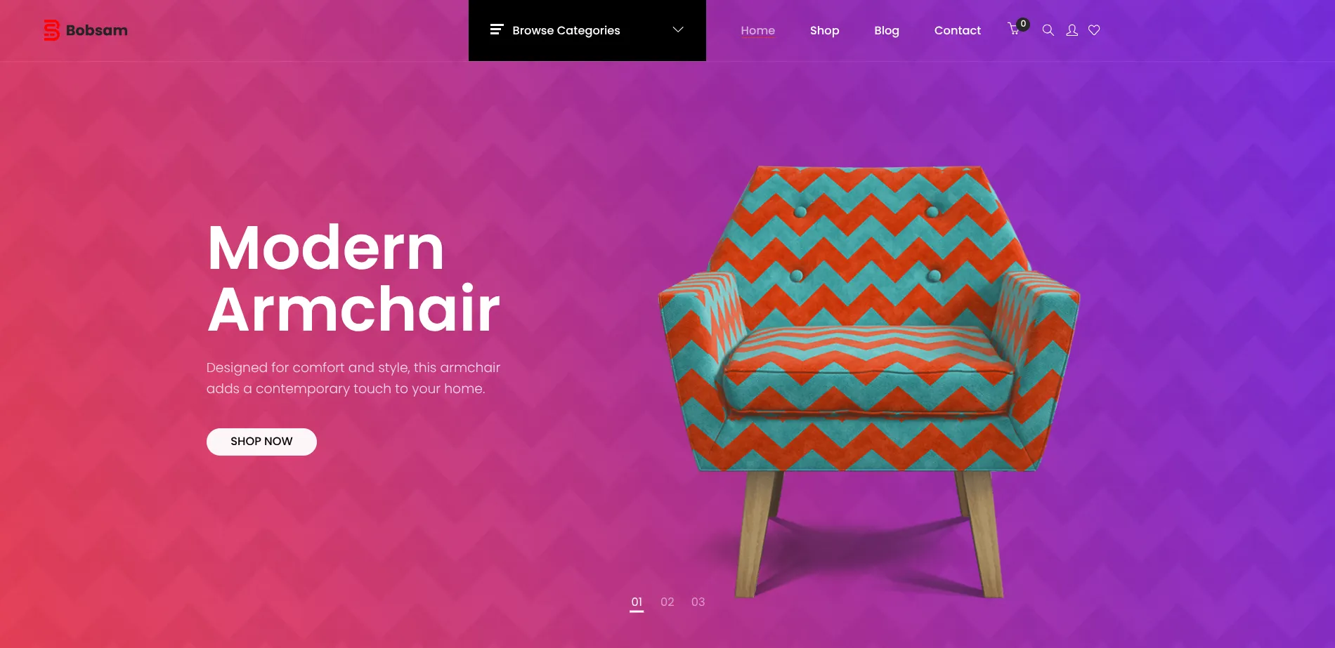 Homepage of the Bobsam Shop ecommerce website