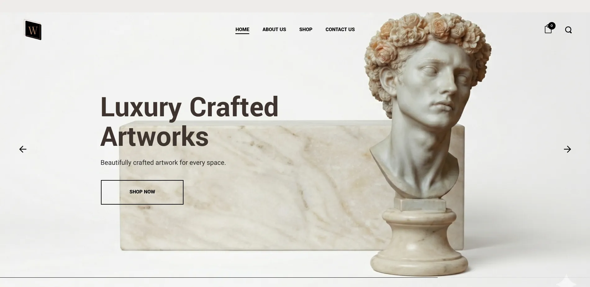 Homepage of the Win Vision Art online store